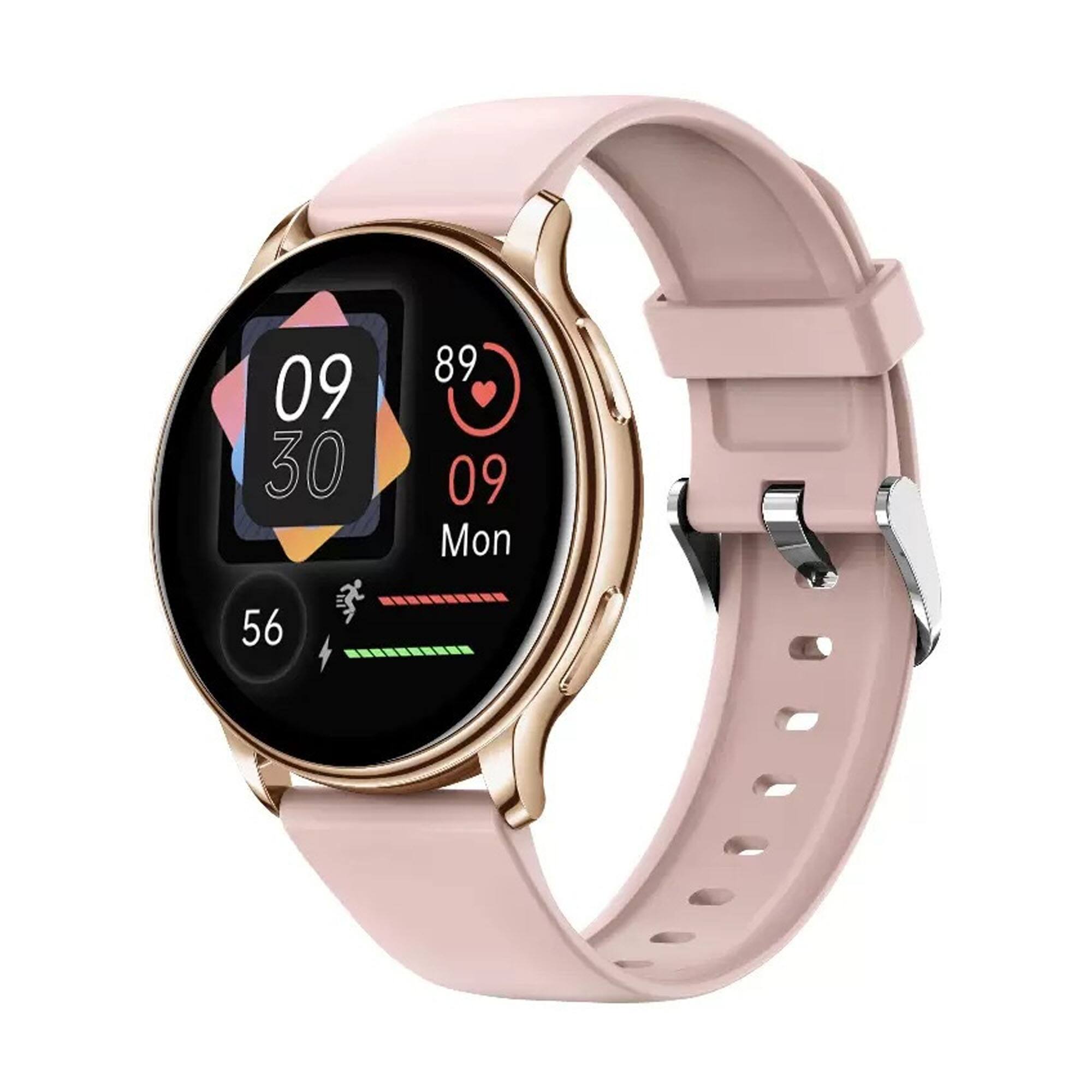 Front. YONWAY - Smartwatch for iPhone & Android, Style Smart Watch, Wellness Tracker with 1.32" AMOLED Screen, Up to 10 Days Battery - Gold.