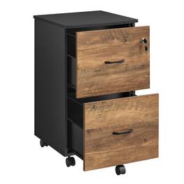 Songmics Home - 2-Drawer File Cabinet, Locking Filing Cabinet for Home Office, Small Rolling Printer Stand, A4 - Honey Brown and Ink Black