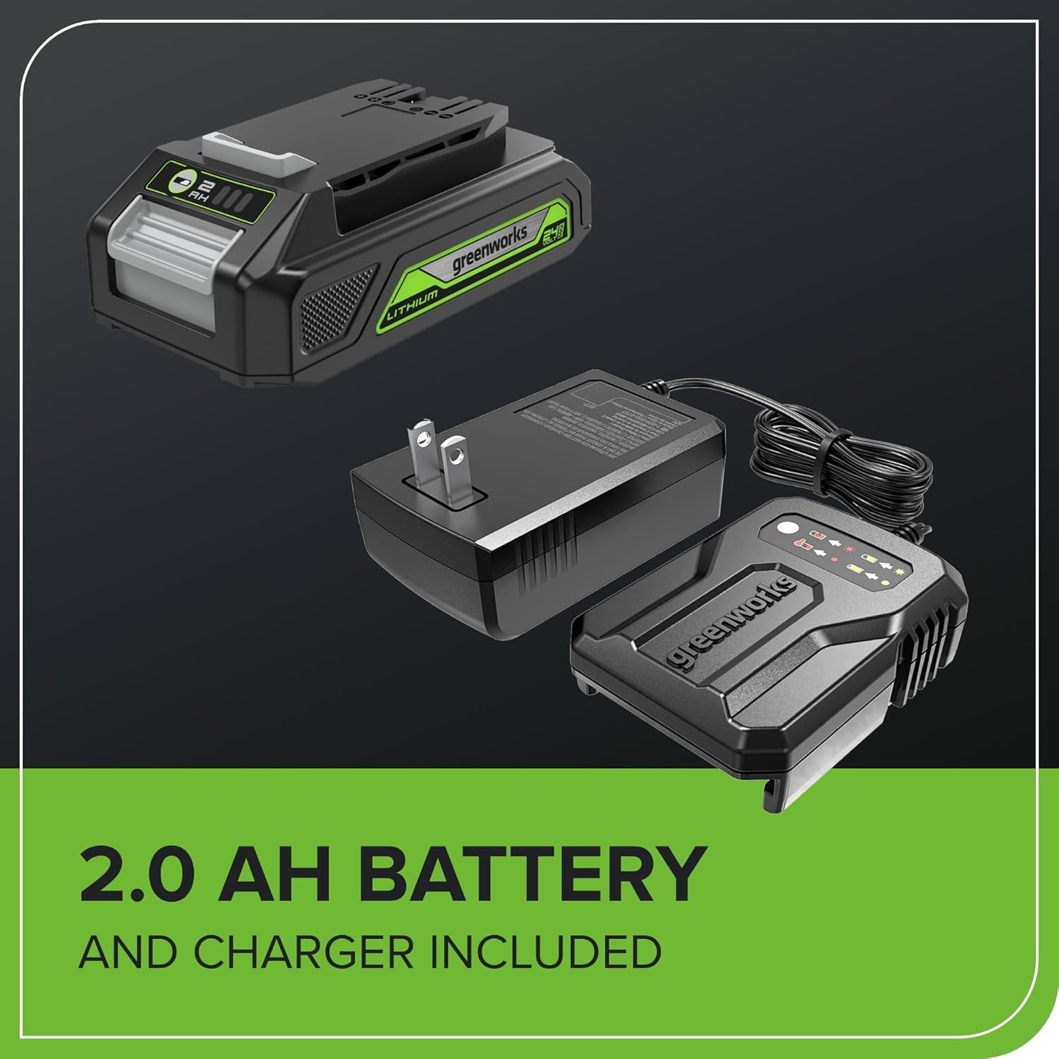 0.000 a RH greenworks LITHIUM greenworks 2.0 BATTERY AND CHARGER INCLUDED