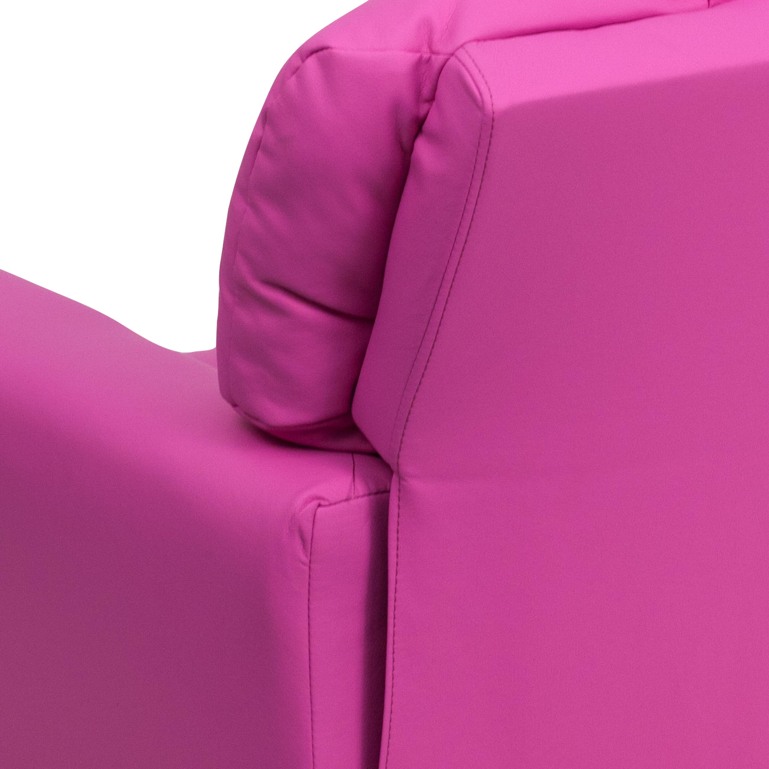 Alt View 8. Emma + Oliver - Contemporary Kids Recliner with Cup Holder - Hot Pink Vinyl.