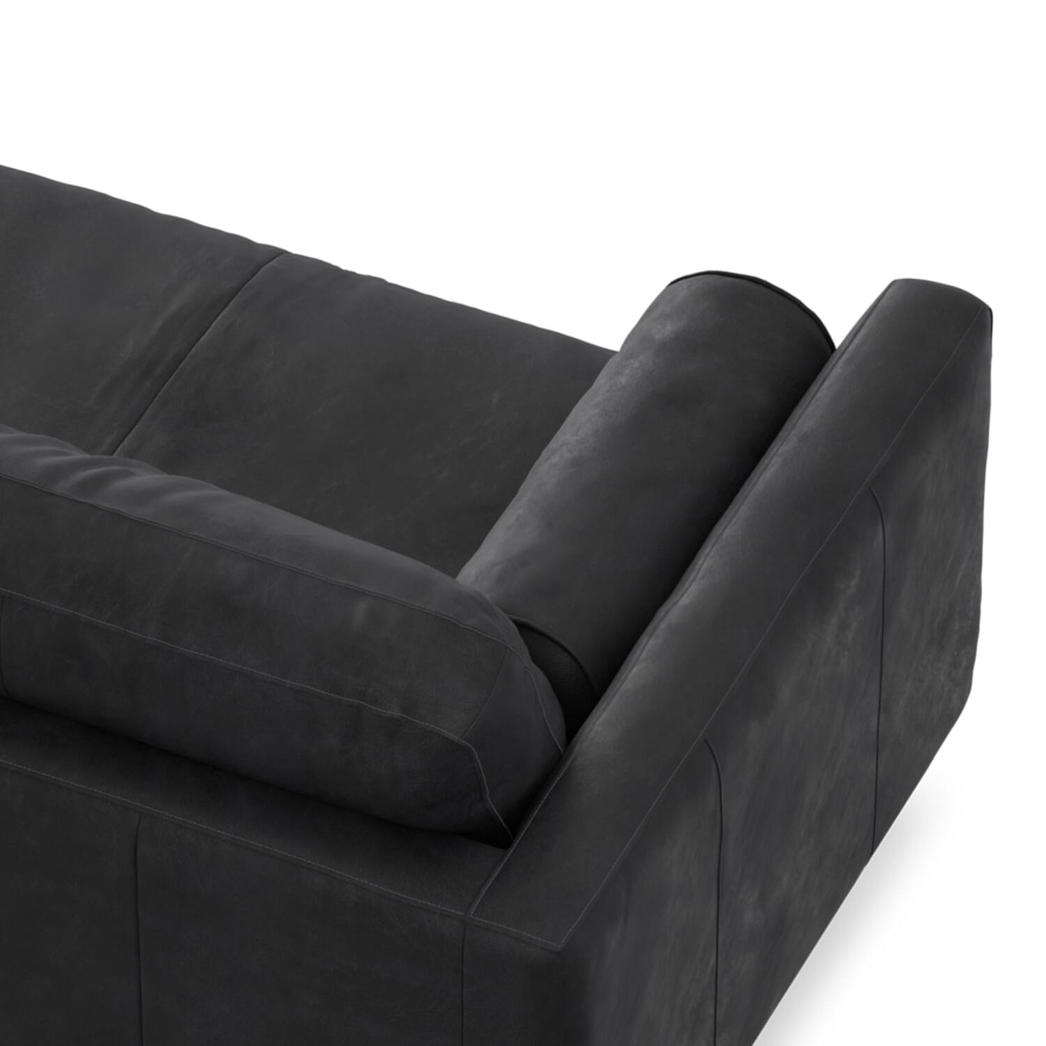 Alt View 6. Simpli Home - Morrison 89 inch Wide Mid-Century Modern Sofa in Lead Black Genuine Leather - Lead Black.