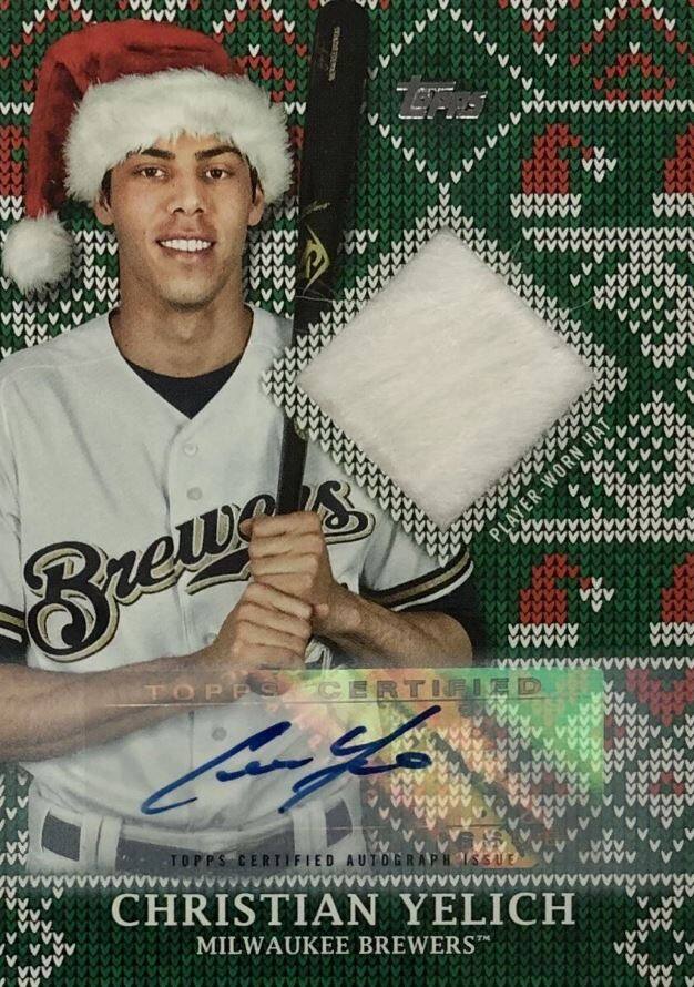 PES HAT WORN  
PLAYER-WORN  
PLAYER  
Brewers  
TOPPS CERTIFIED  
TOPPS CERTIFIED AUTOGRAPH ISSUE  
CHRISTIAN YELICH  
MILWAUKEE BREWERS