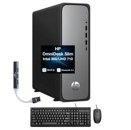 HP - OmniDesk Slim Desktop (Intel 300, 16GB, 256GB SSD, Intel UHD 710, WiFi 6, Bluetooth 5.4, Win 11 Pro) w/USB Hub - Meteor Silver