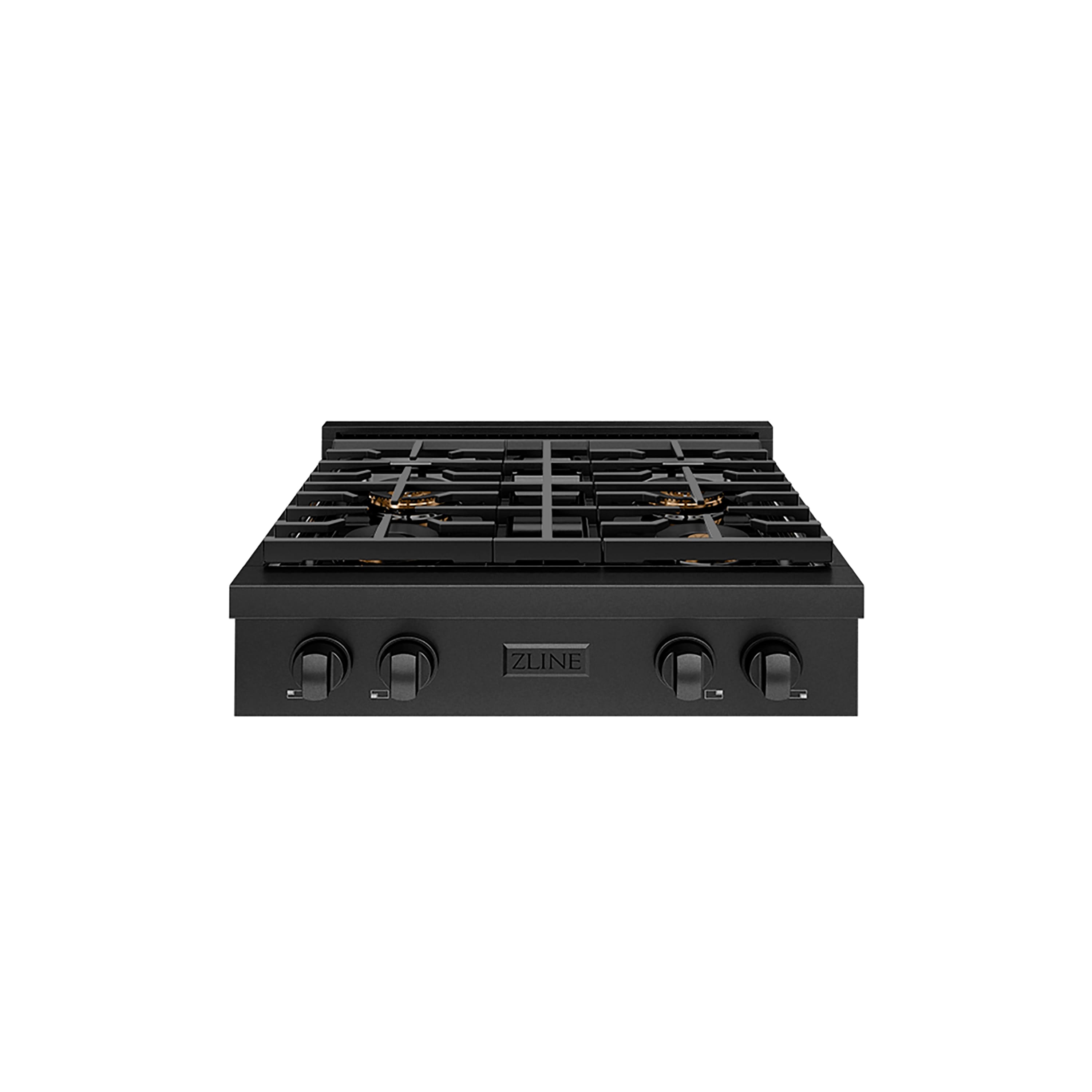 Front. ZLINE - ZLINE 30 in. Paramount Gas Cooktop with 4 Burner DuoPro Cooktop in Black Stainless Steel (PSRTB-30) - Black Stainless Steel.