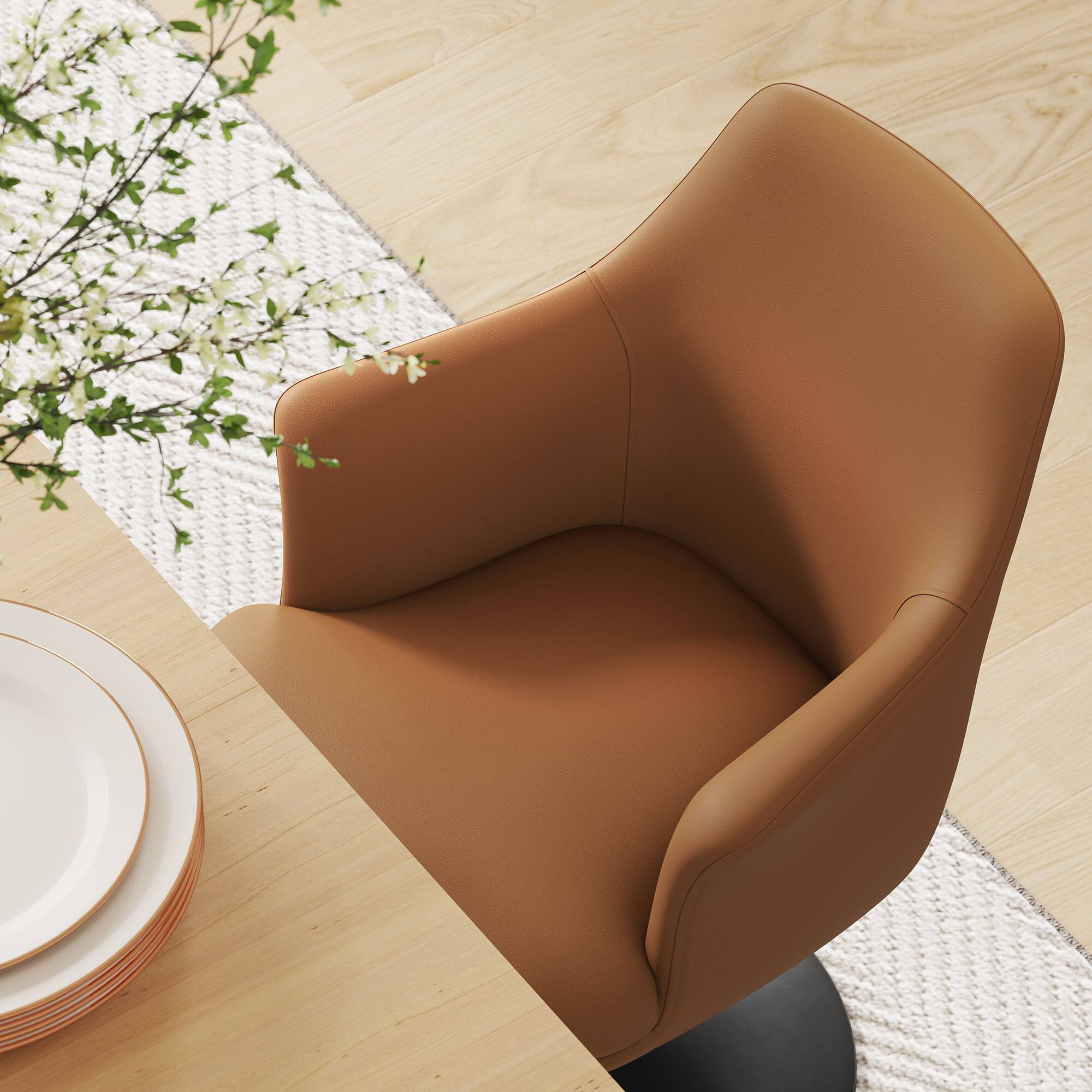 Alt View 2. Modway - Lippa Swivel Dining Armchair - Black Tan.