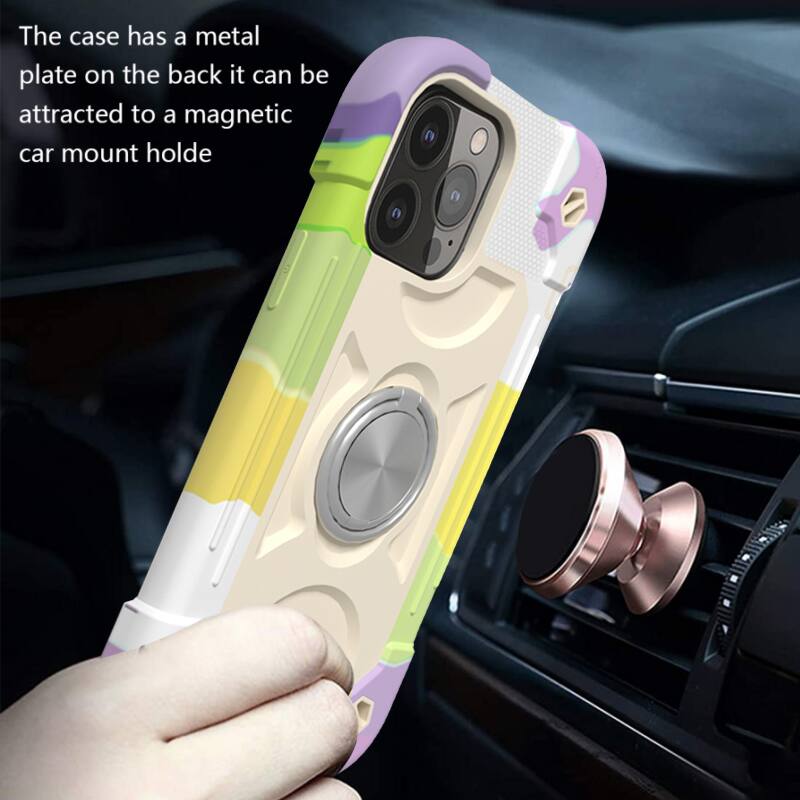 The case has a metal plate on the back, it can be attracted to a magnetic car mount holder.