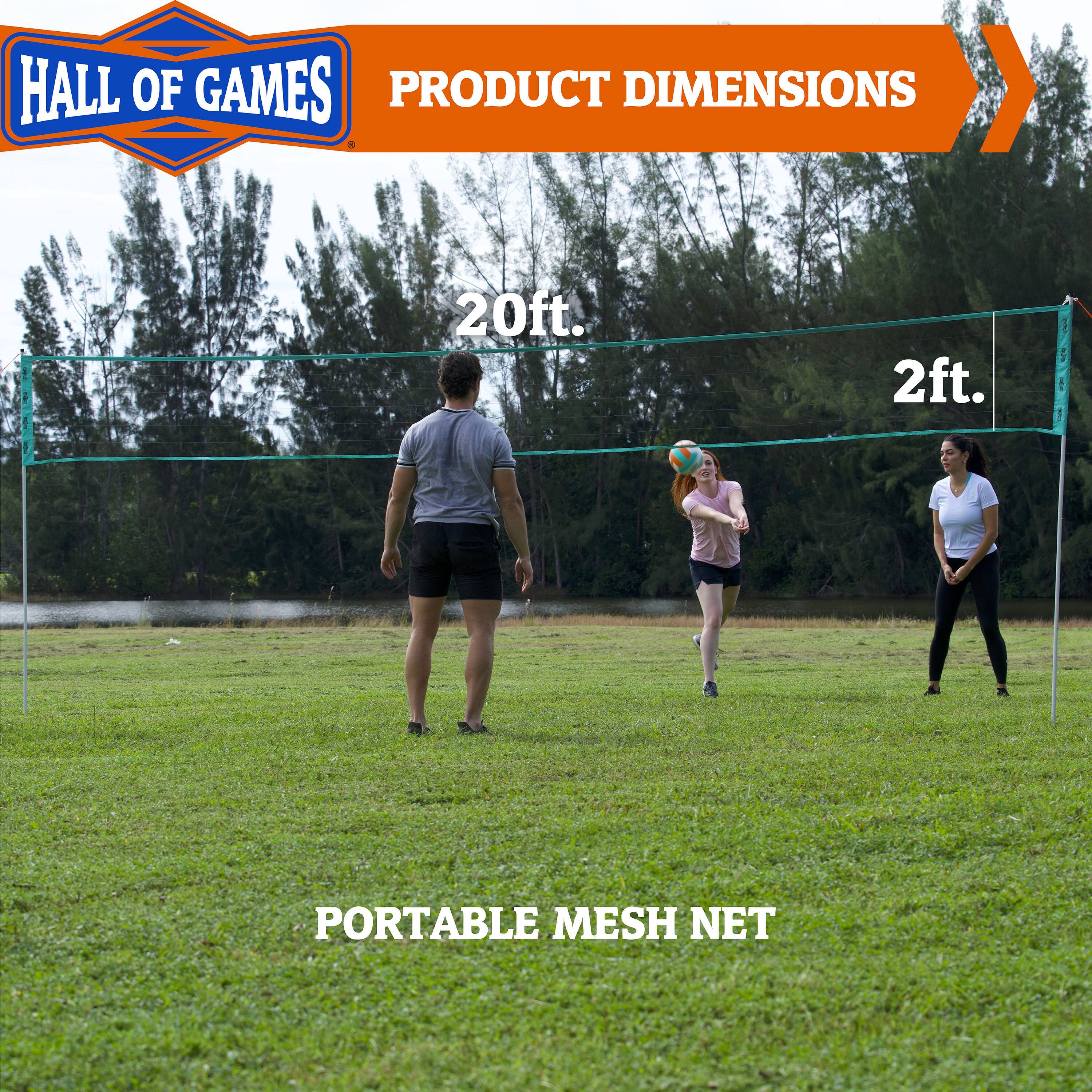 Hall of Games Product Dimensions: 20 ft. 2 ft. Portable Mesh Net