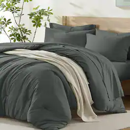 NICHOLAS KLEIN - Queen Comforter Set With Sheets Beige Bed In A Bag Lightweight And Machine Washable - Dark Grey Queen/Full