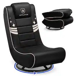 GTPlayer - Floor Gaming Chair Foldable Swivel Floor Chairs 360° Multipurpose, - Gold
