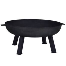 Sunnydaze - 34 in Rustic Cast Iron Outdoor Raised Fire Pit Bowl - Black