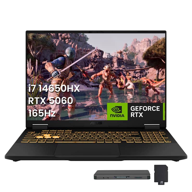 ASUS - TUF 16" FHD+ Gaming Laptop,Intel i7-14650HX,32GB RAM,1TB SSD+1TB Dock Set,RTX 5060,Backlit Keyboard,Win 11 - Gray