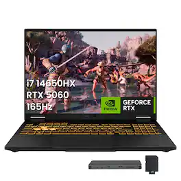 ASUS - TUF 16" FHD+ Gaming Laptop,Intel i7-14650HX,32GB RAM,1TB SSD+1TB Dock Set,RTX 5060,Backlit Keyboard,Win 11 - Gray