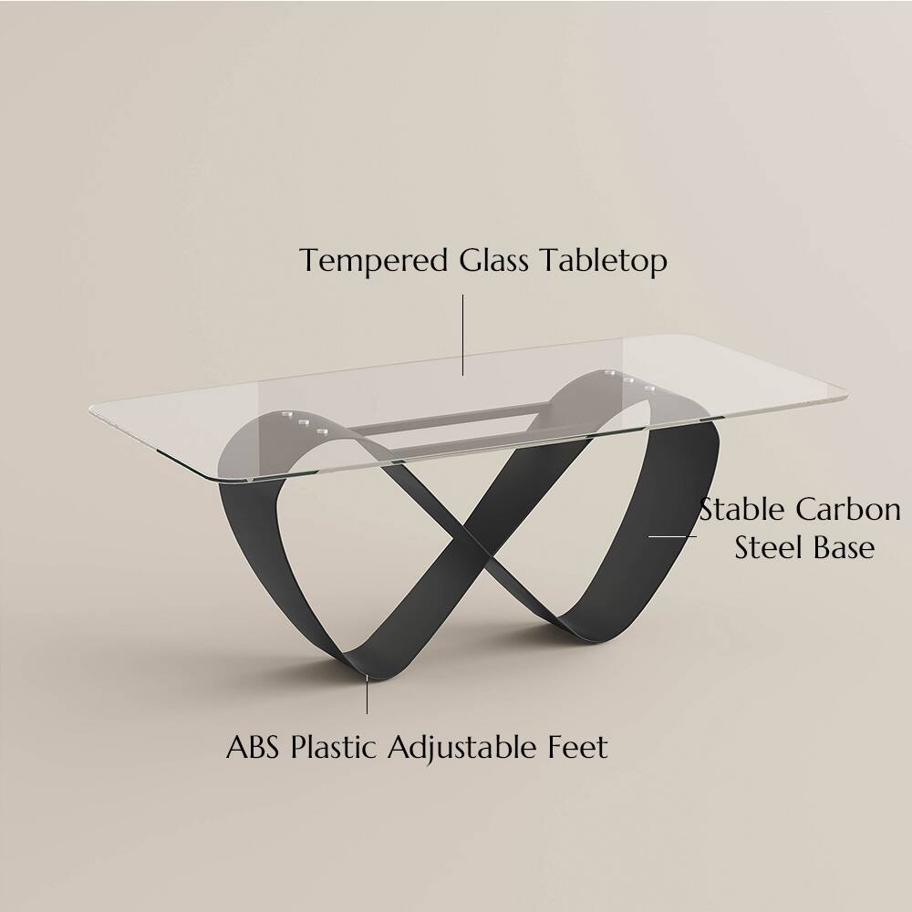 Tempered Glass Tabletop  
Stable Carbon Steel Base  
ABS Plastic Adjustable Feet