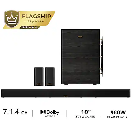 FLAGSHIP Skywave VEIMEA
7.1.4 CH Dolby ATMOS
10" SUBWOOFER
980W PEAK POWER
