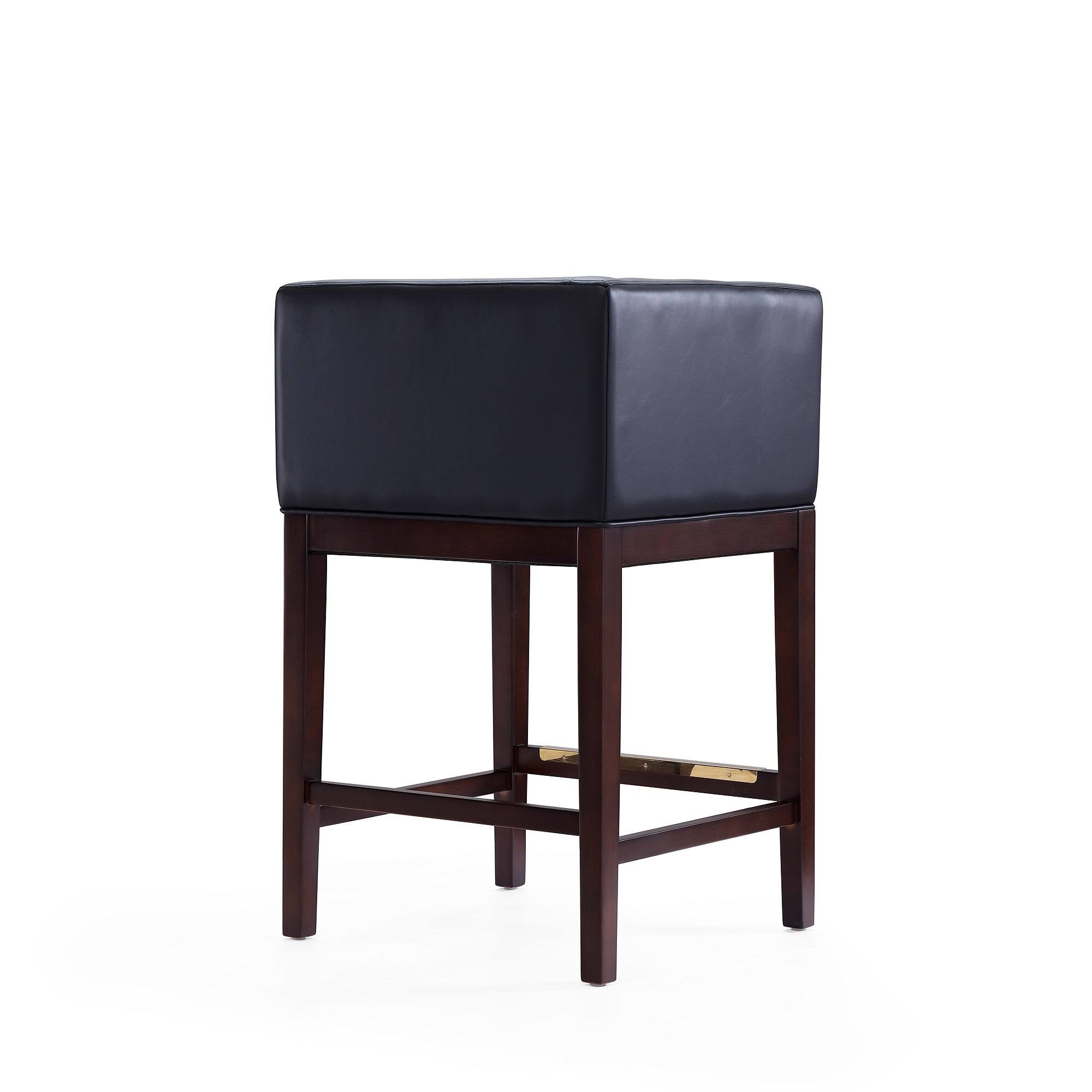 Alt View 4. Manhattan Comfort - Kingsley Mid-Century Modern Wood Upholstered Counter Stool - Set of 2 - Black.