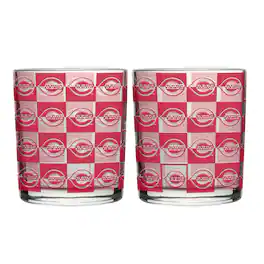 Logo Brands - Cincinnati Reds Two-Pack 12oz. Gridiron Stained Rocks Glass Set - Multicolor