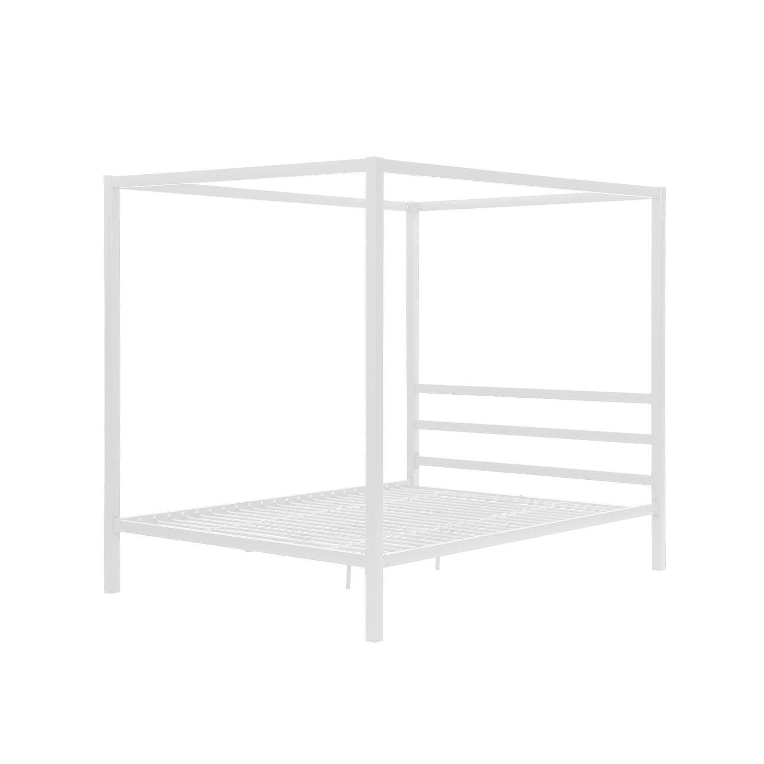Back. Hivvago - Hivvago Queen size Modern Metal Canopy Bed - No Box-Springs Required - White.