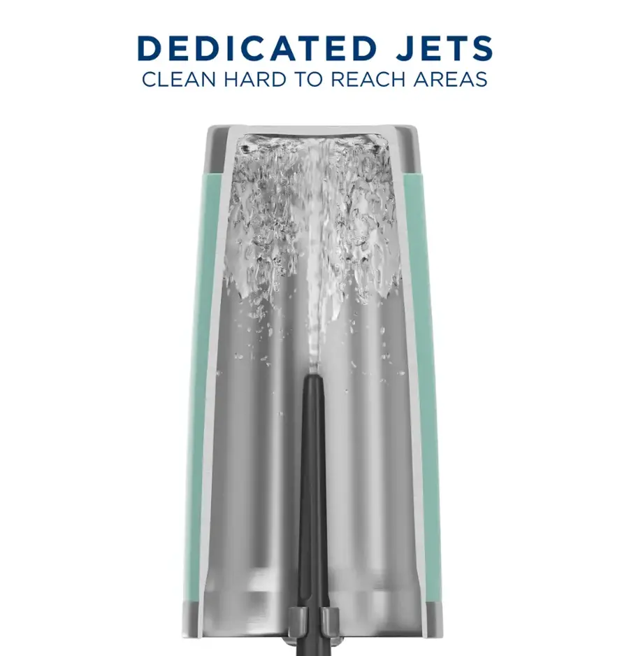 Dedicated jets clean hard to reach areas.