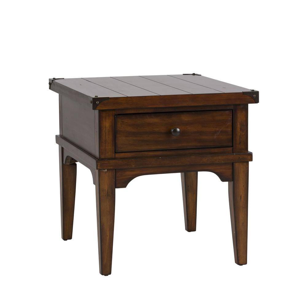 Back. Liberty Furniture Industries - Aspen Skies End Table in Russet Brown - Brown.