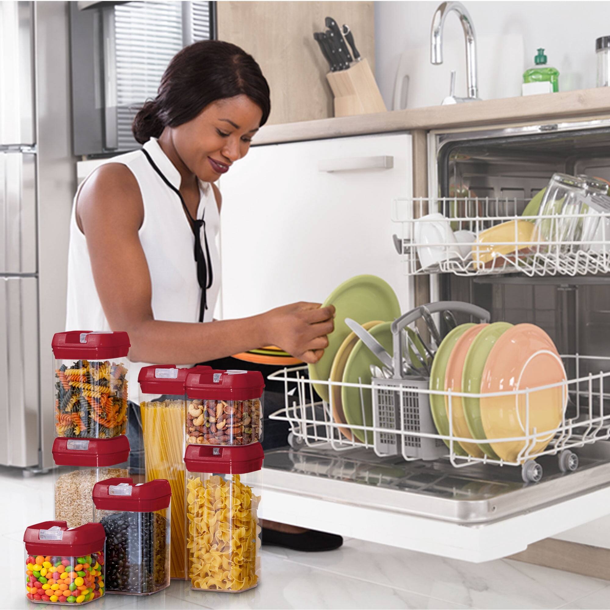 Back. Cheer Collection - Set of 7 Airtight Food Storage Containers- Heavy Duty Pantry - No Color Family.
