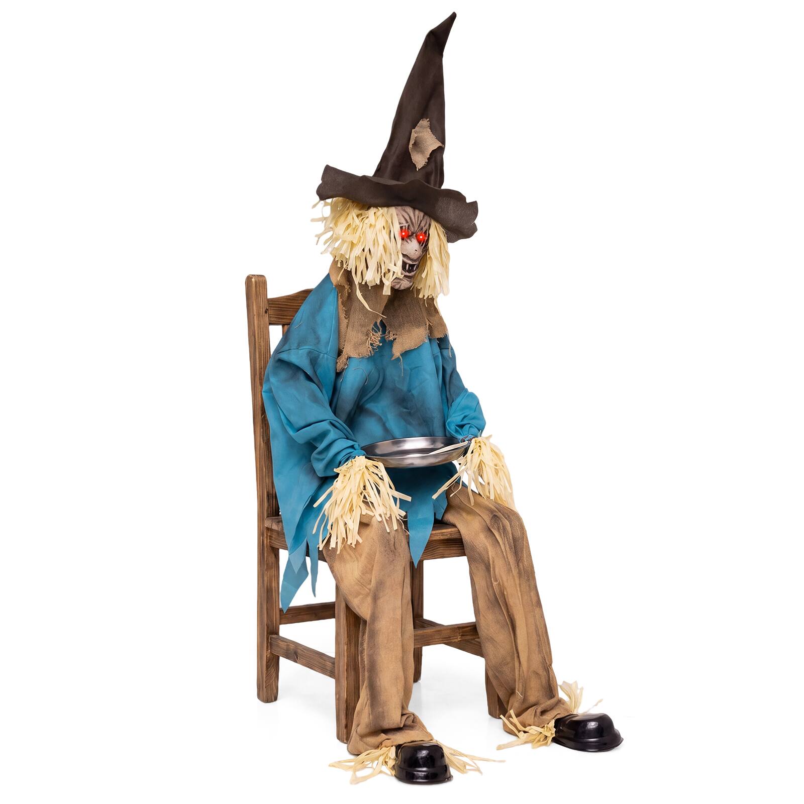 Alt View 1. Costway - Costway 5.2 ft Sound Activated Ghost Prop with Moving Head, Glowing Red Eyes for Outdoor - Blue & Brown.