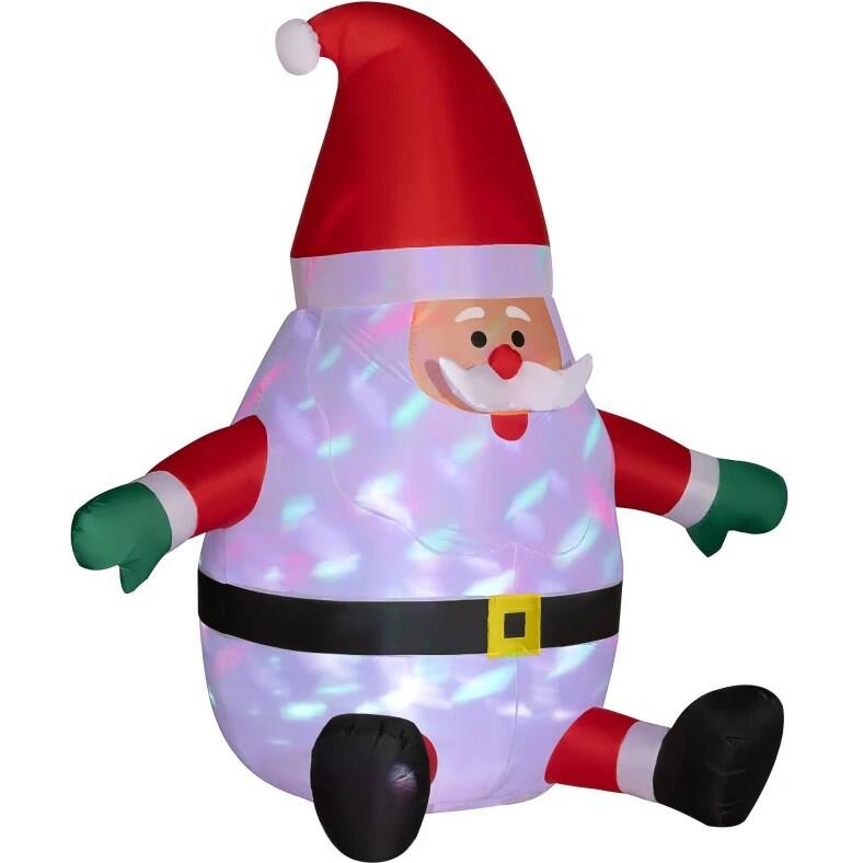 TinyHomie - Christmas Outdoor Yard Display Inflatable Christmas Santa Claus with Rotating Magic Ball Light - Red