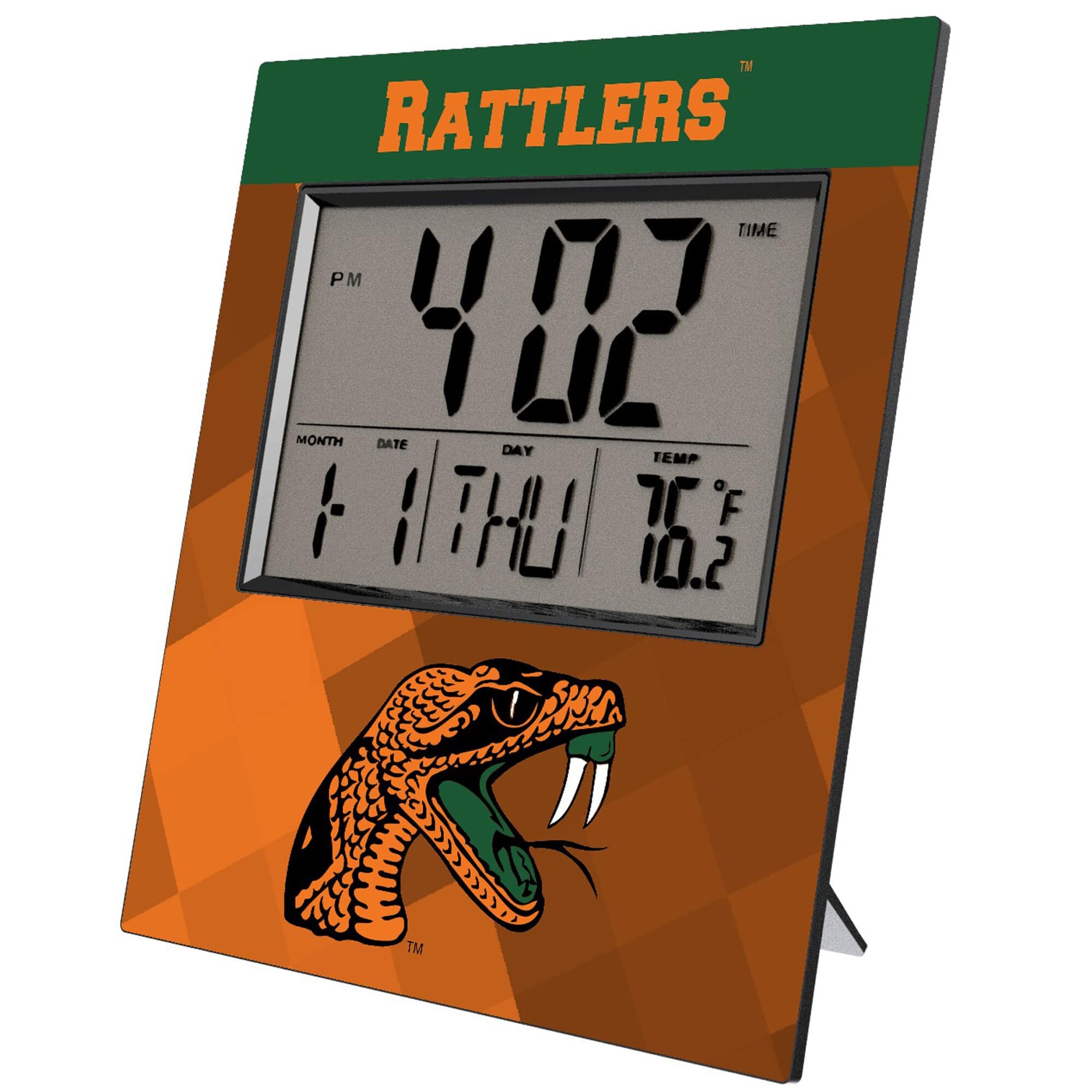 Keyscaper - Florida A&M Rattlers Color Block Digital Desk Clock - Multicolor