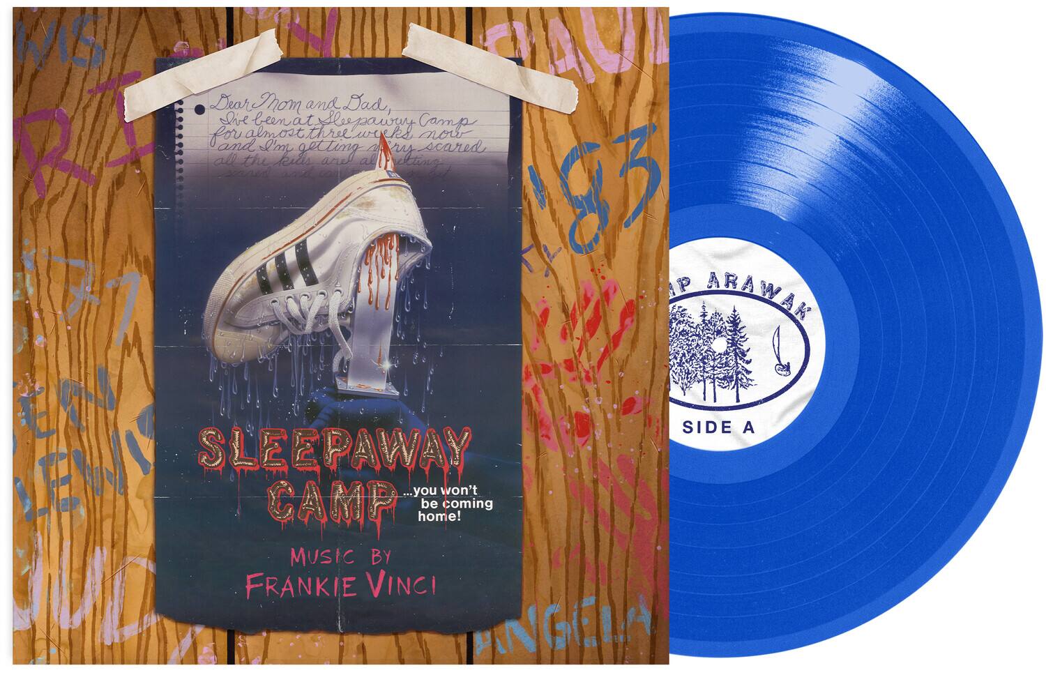 Dear Mom and Dad,

We've been at Sleepaway Camp for almost three weeks now and I'm getting a little scared. All the kids are acting strange and I'm scared. I won't be coming home!

Sleepaway Camp
...you won't be coming home!

Music by
Frankie Vinci

Side A
Arakawa