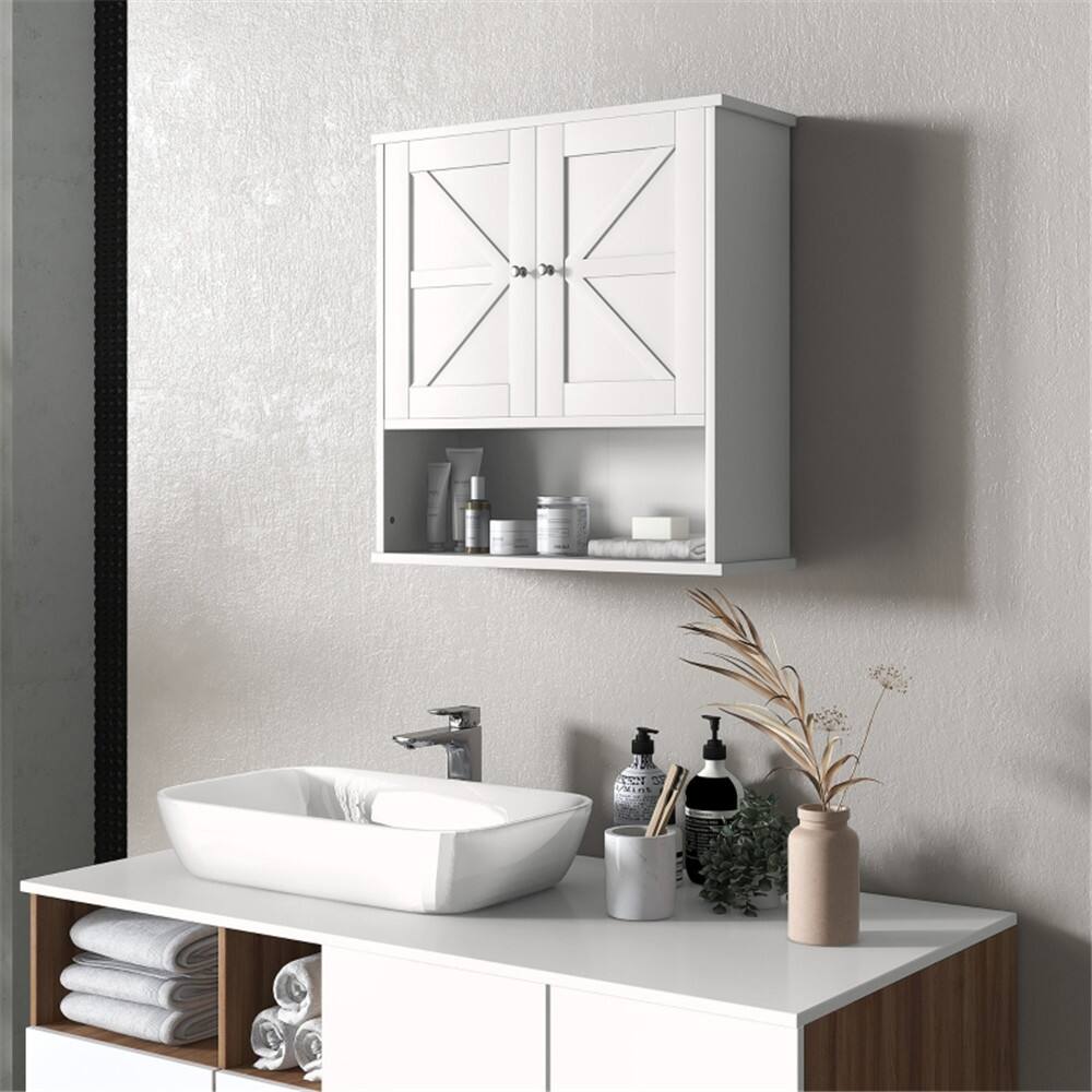 Alt View 5. SlickBlue - Wall Mounted Bathroom Cabinet with Doors for Storage and Organization - White.