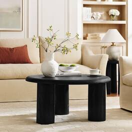 Mavina Round Mango Wood Coffee Table by Modway - Black