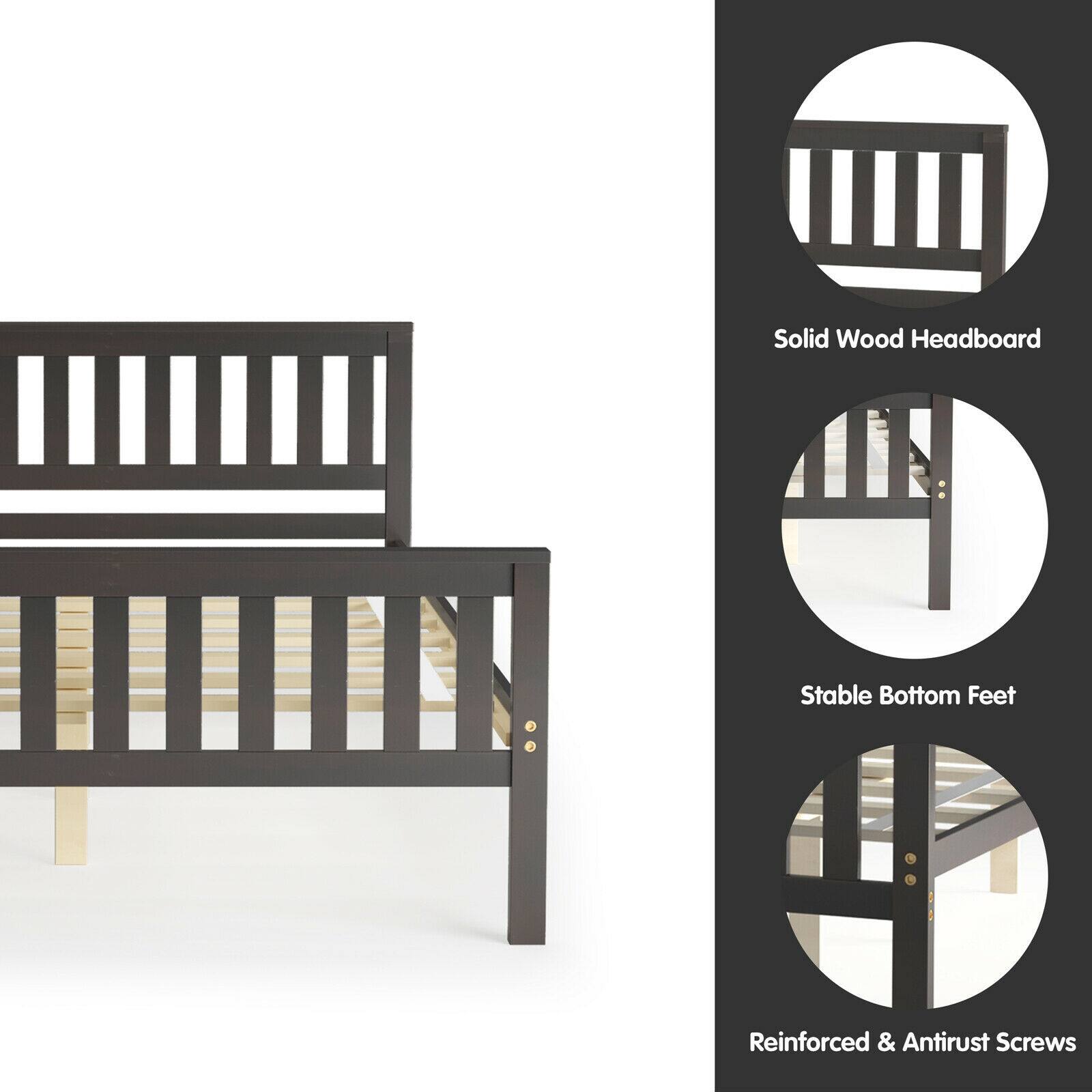 Solid Wood Headboard, Stable Bottom Feet, Reinforced & Antirust Screws