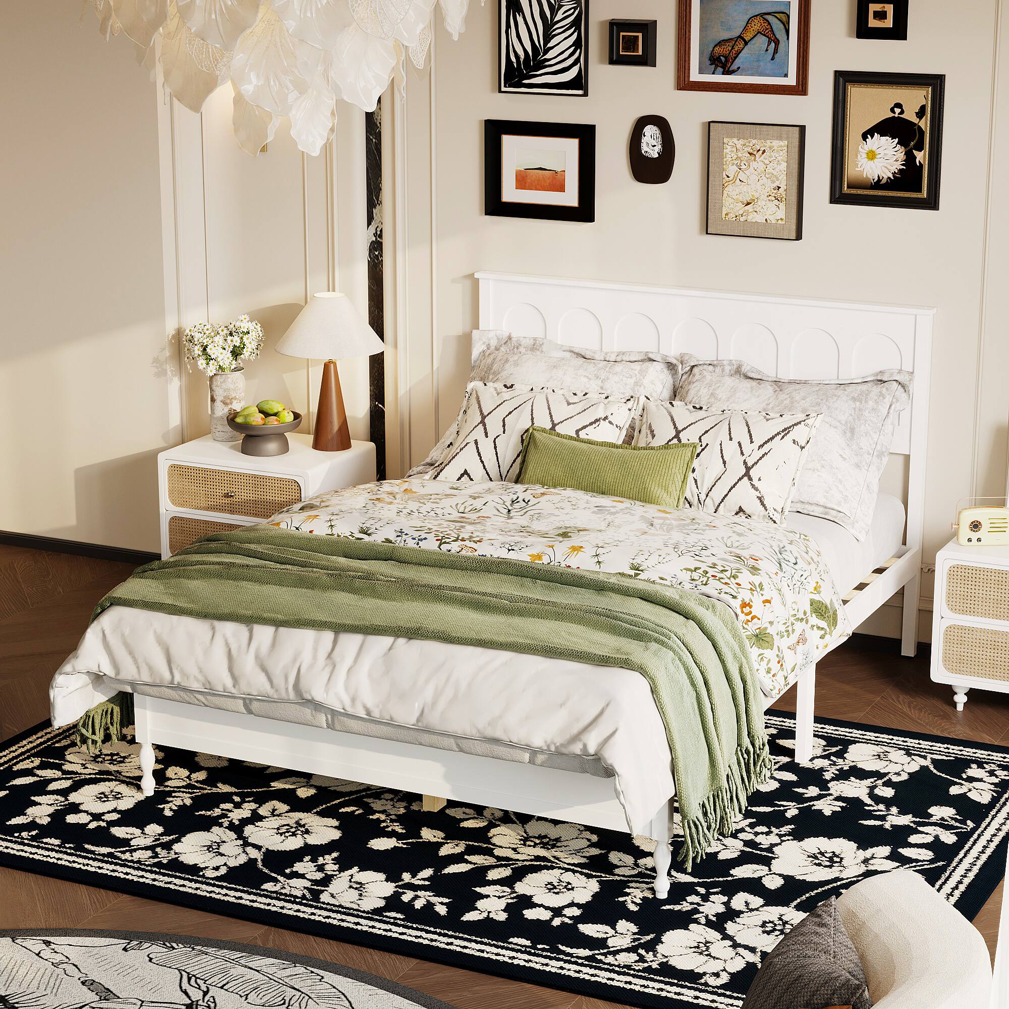 Angle. FUFU & GAGA - FUFU&GAGA Steel - Frame Storage Bed: LED Lights, Multi - Drawer & Modern Style - White.