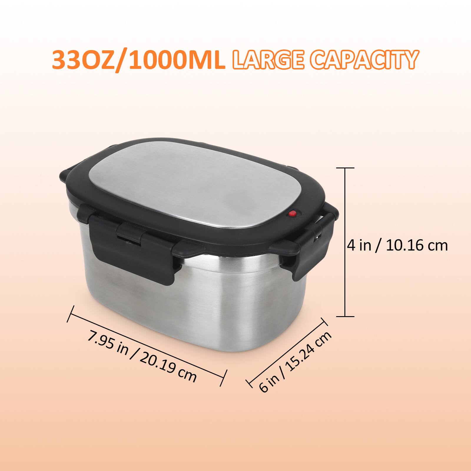 33OZ/1000ML LARGE CAPACITY

4 in / 10.16 cm

7.95 in / 20.19 cm

6 in / 15.24 cm