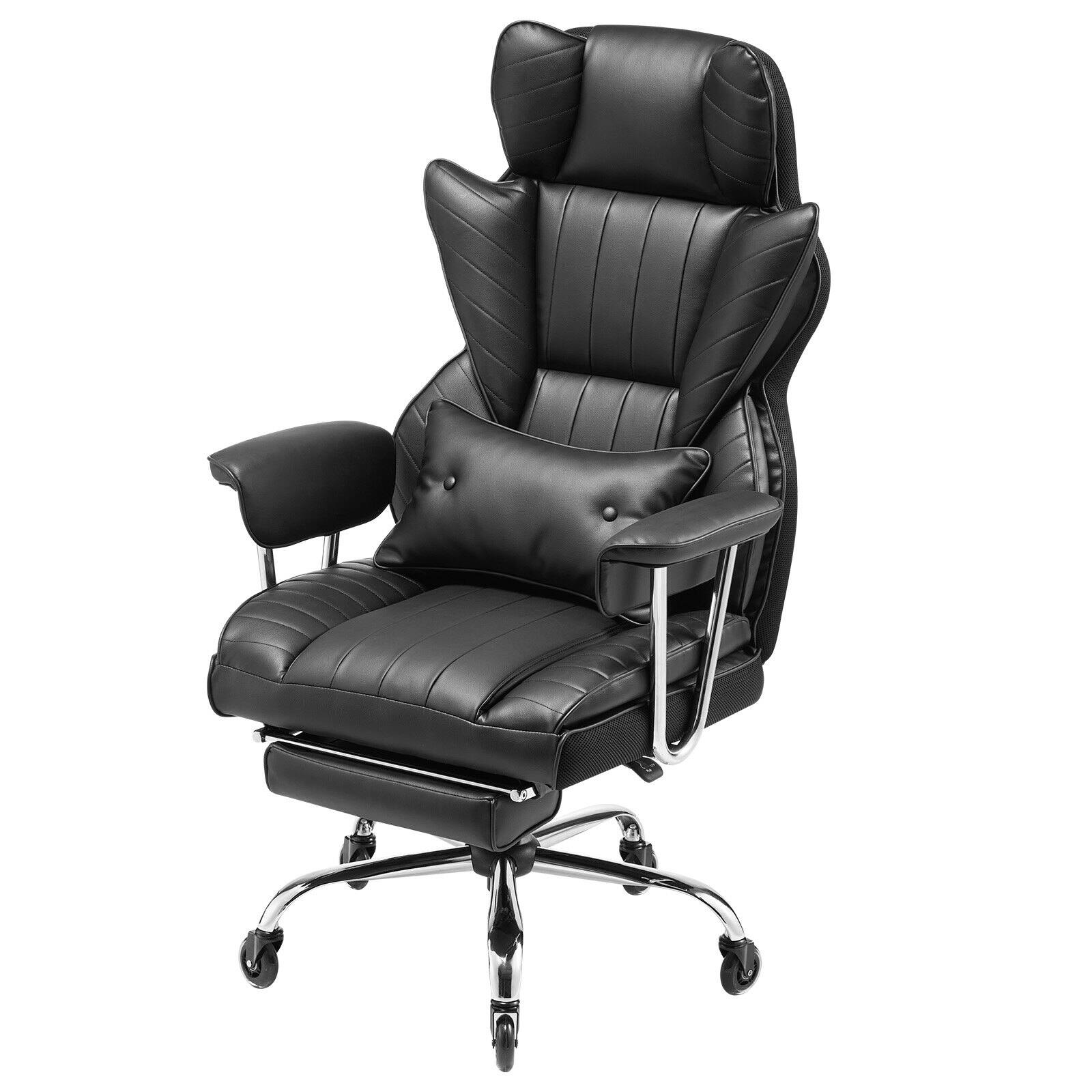 Alt View 10. Glintex - Executive Office Chair with Footrest, 400lbs Capacity PU Leather Reclining Desk Chair with Lumbar Pillow and Armrests - Black.