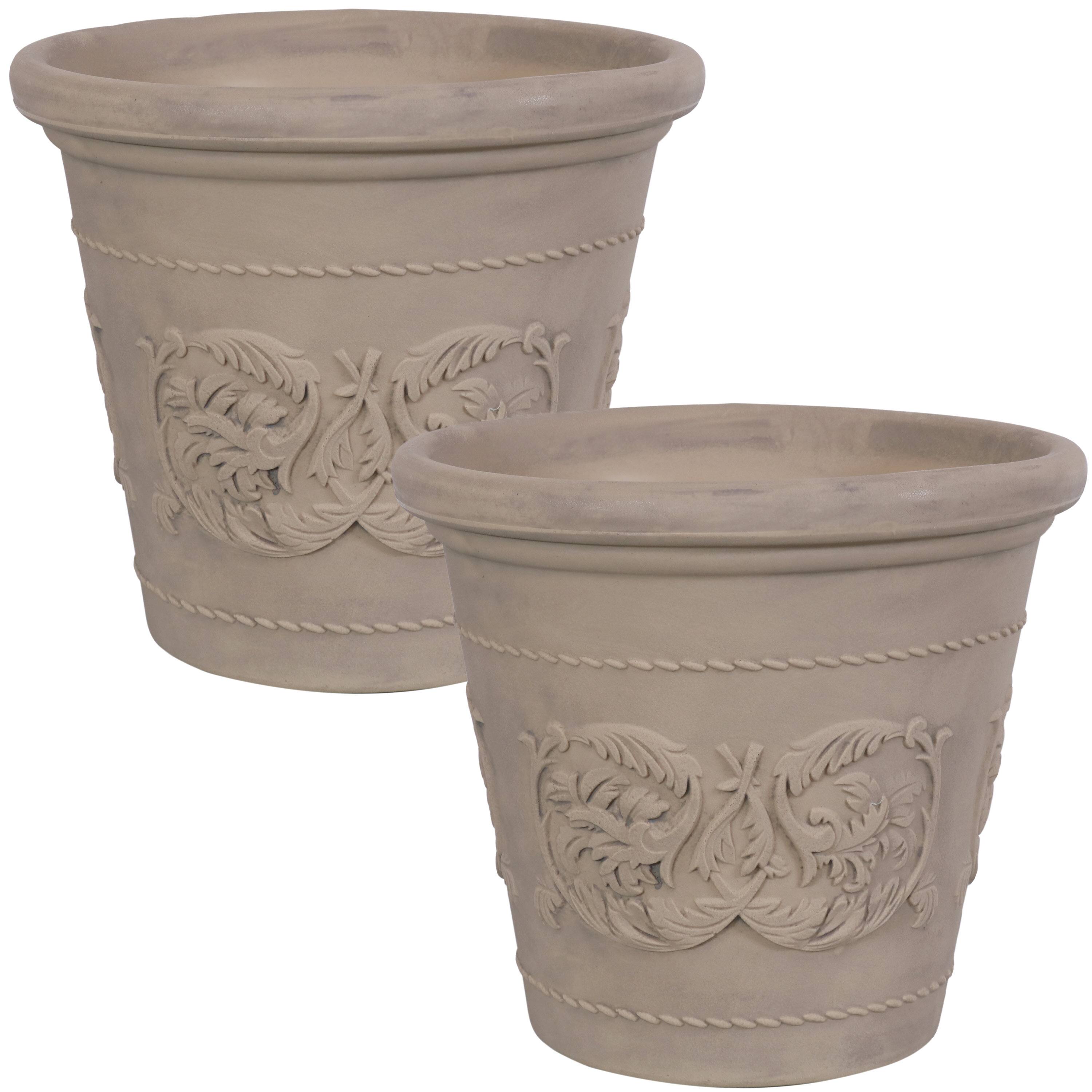 Sunnydaze - 19.5 in Arabella Polyresin Outdoor Planter - Set of 2 - Beige price history on PriceWatchPro