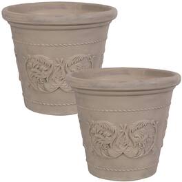 Sunnydaze - 19.5 in Arabella Polyresin Outdoor Planter - Set of 2 - Beige