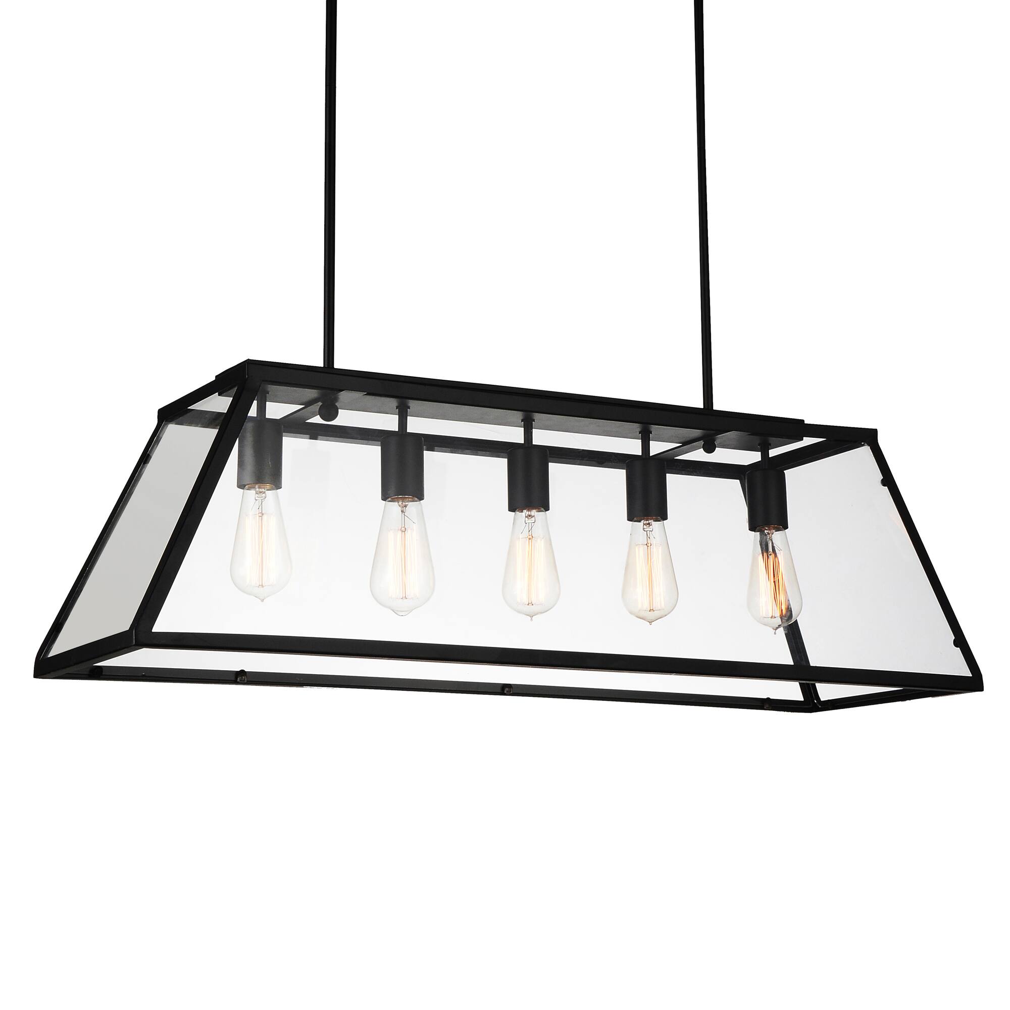 Angle. CWI Lighting - Alyson 5 Light Down Chandelier With Black Finish - Black.