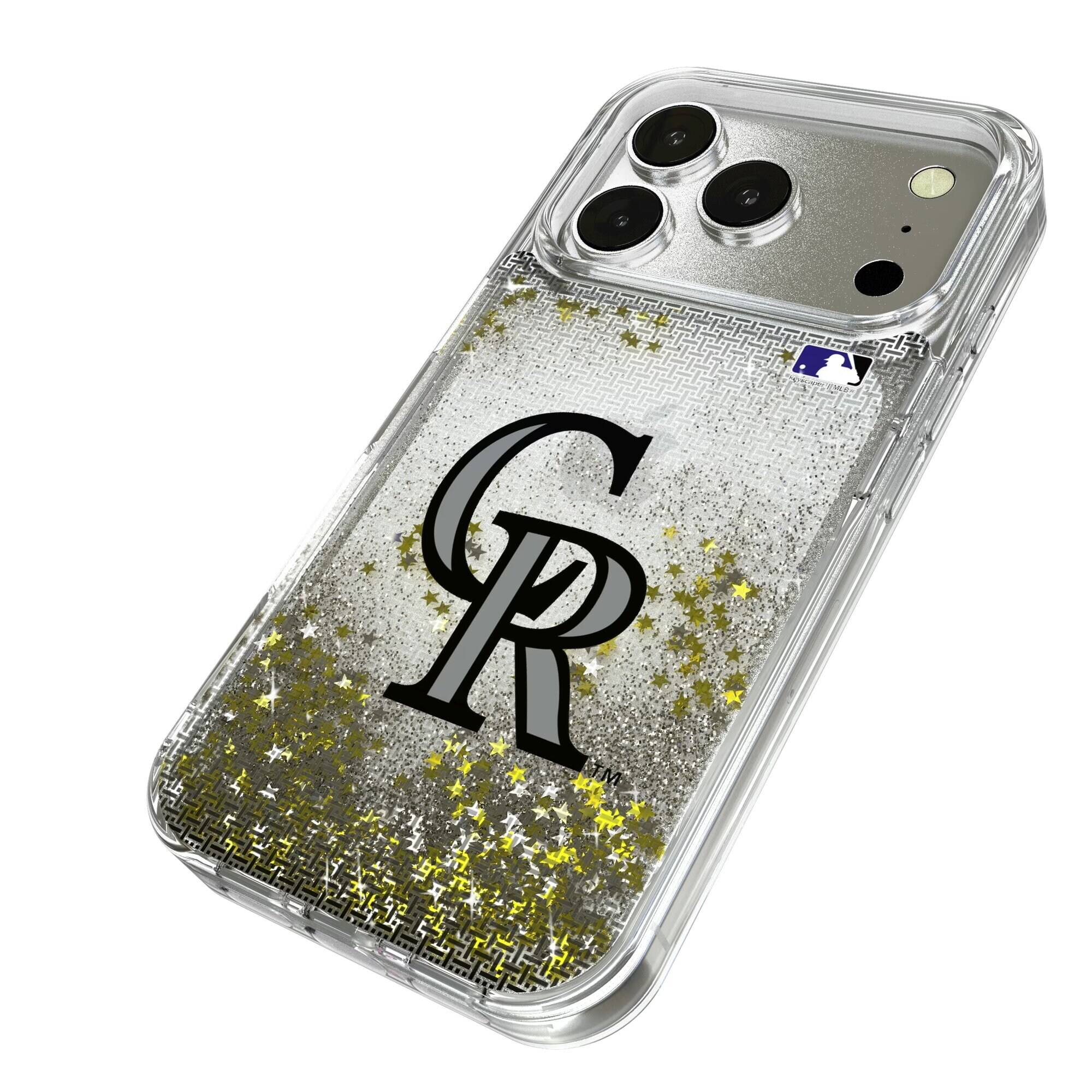 Alt View 1. Keyscaper - Colorado Rockies Linen Logo iPhone Glitter Case - 15 Pro Max - Multicolor.