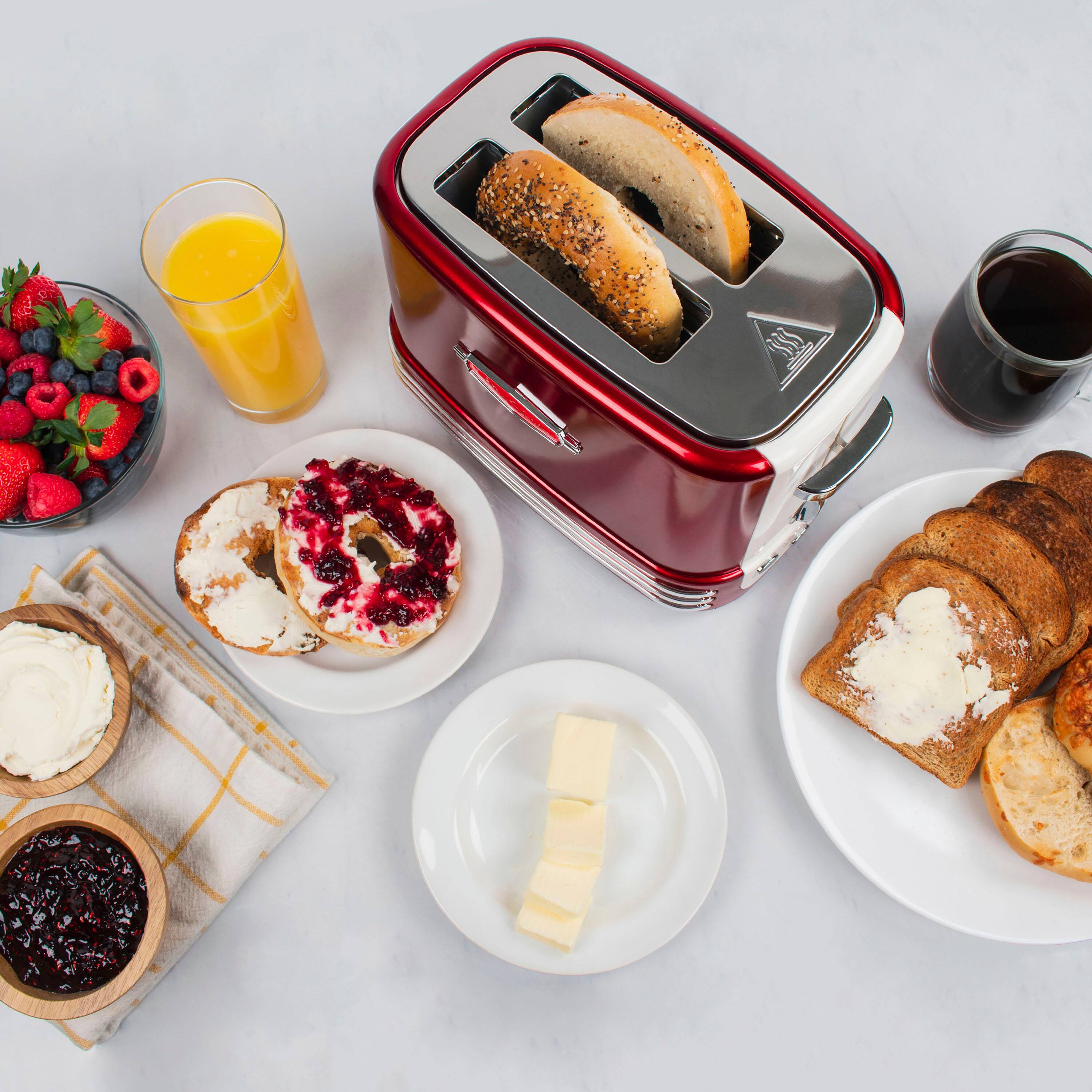 Alt View 4. Nostalgia - Retro 2-Slice Bagel Toaster - Red.