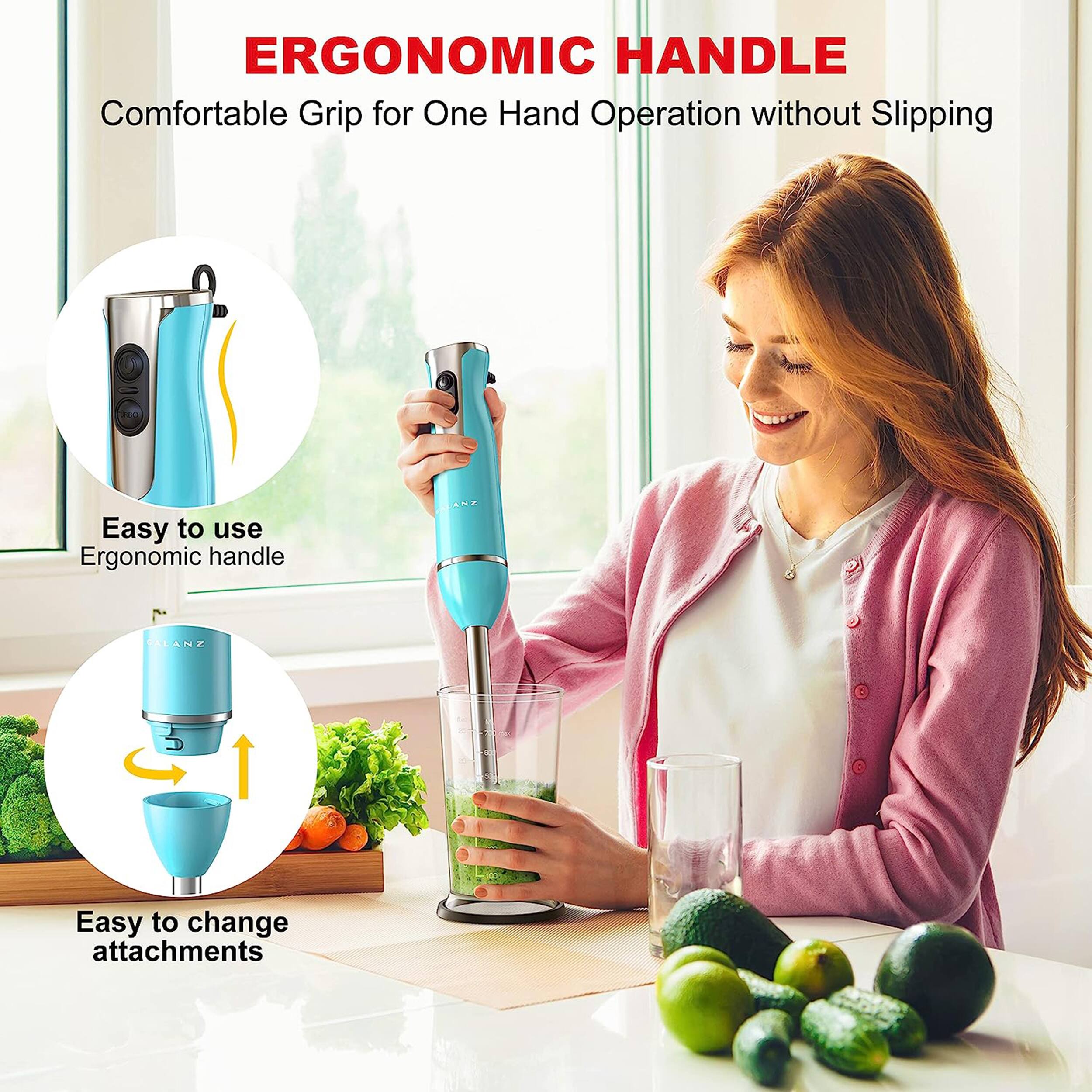 ERGONOMIC HANDLE, Comfortable Grip for One Hand Operation without Slipping, Easy to use, Ergonomic handle, Easy to change attachments