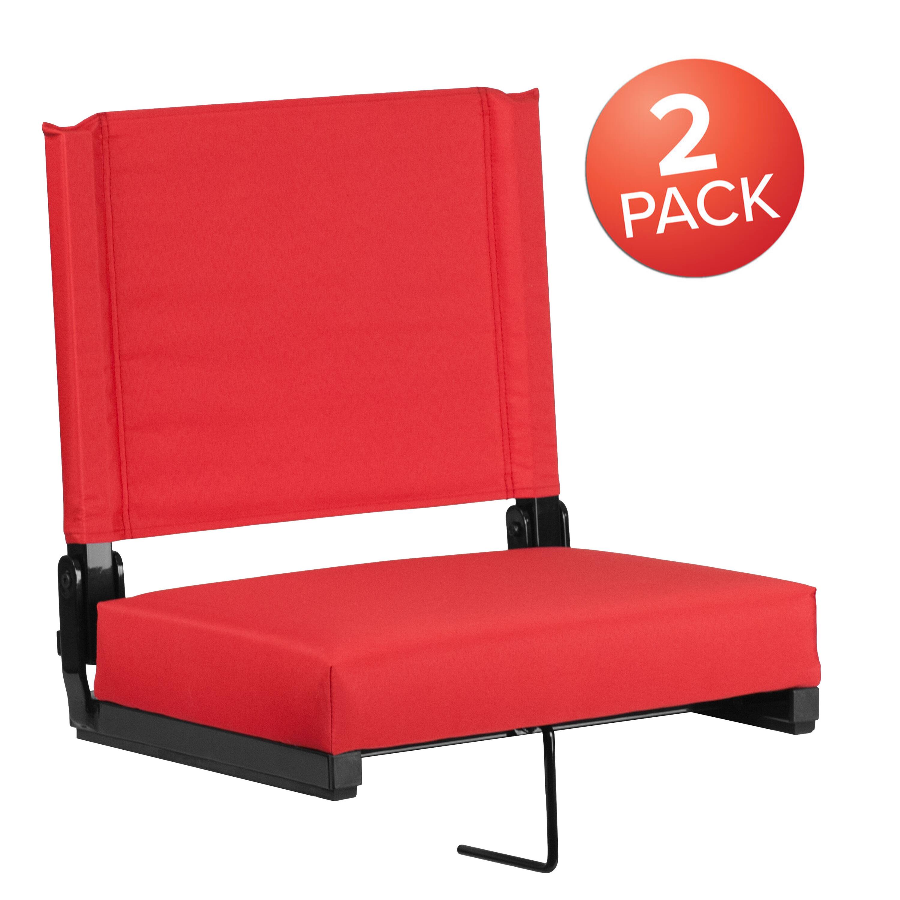 Alt View 1. Emma + Oliver - Set of 2 500 lb. Rated Lightweight Stadium Chair with Ultra-Padded Seat - Red.