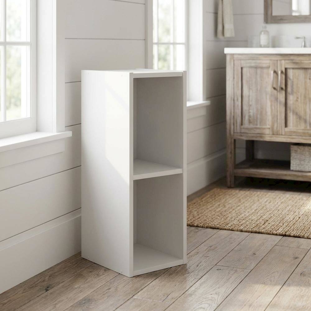 Angle. FurniFact - Wooden White Bookcase with Compact Size and Sturdy Construction - White.