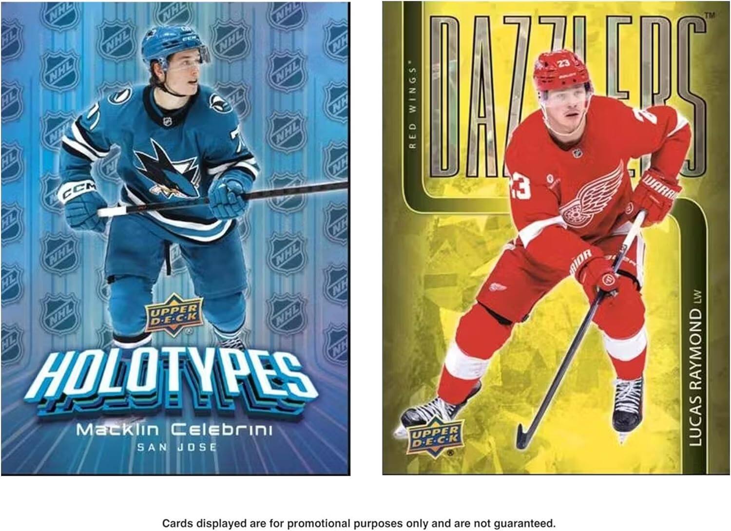 NHL NHL NHL TM HL NHL NHL NH 23 NHL NHL HL HL NH WINGS I NH NHL RED HL N NH 0 N CCM 3 WARR HL NH NHL WHL AIOR HL NH LW NHL UPPER NHL D-E-C-K HL NH RAYMOND HOLOTYPES Macklin Celebrini UPPER D-EC-K LUCAS SAN JOSE Cards displayed are for promotional purposes only and are not guaranteed.