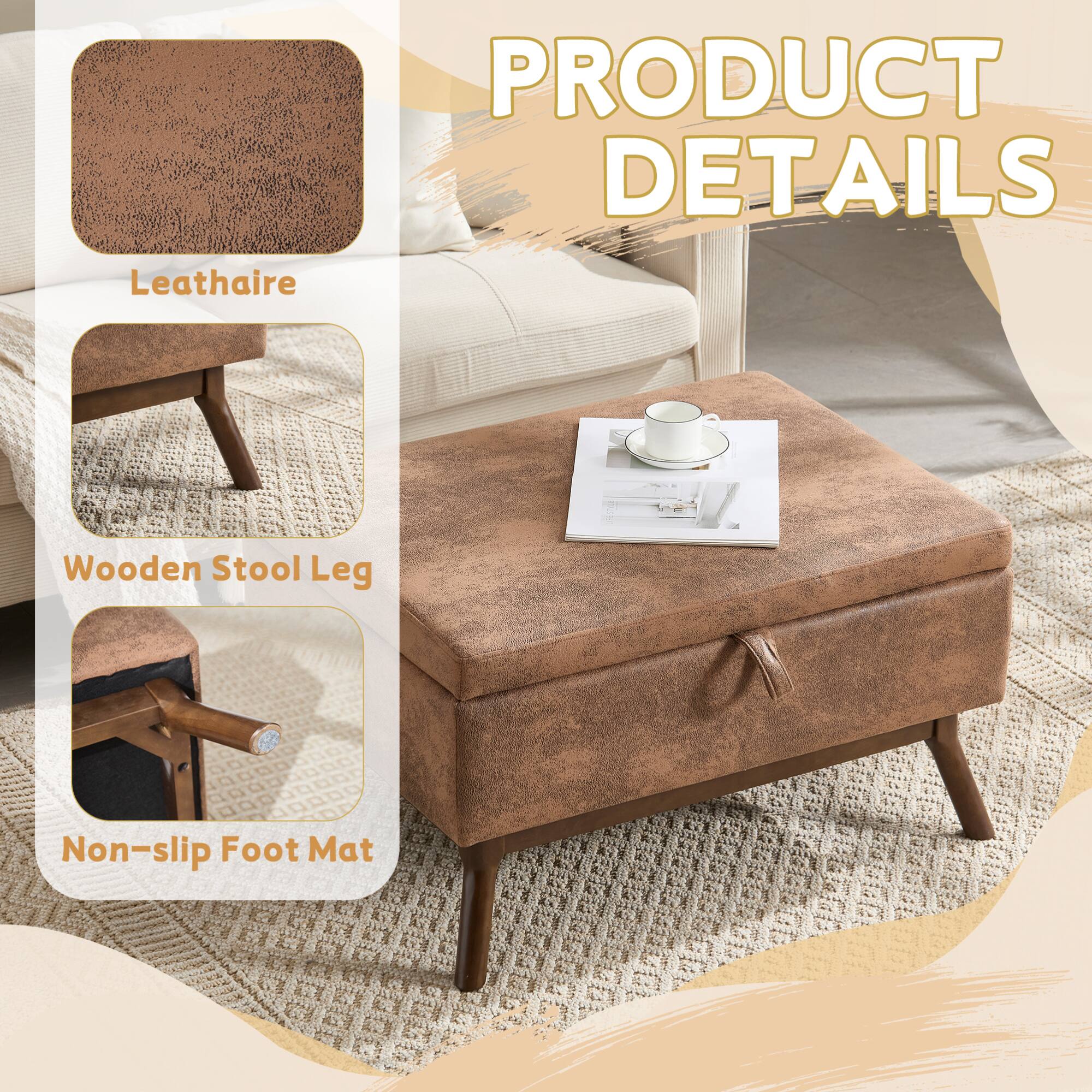 PRODUCT DETAILS

- Leathaire
- Wooden Stool Leg
- Non-slip Foot Mat