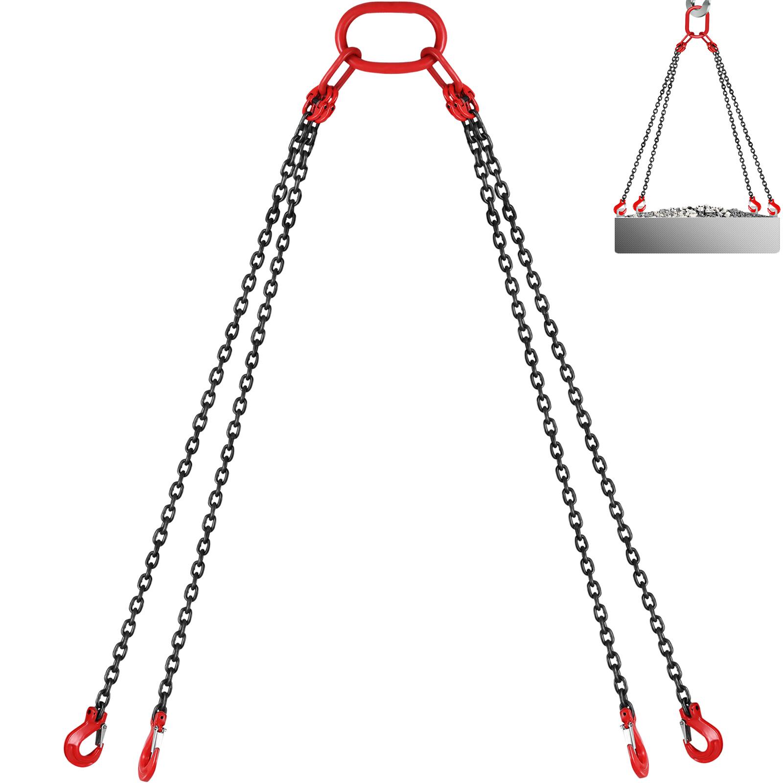 Front. VEVOR - Chain Sling, 5/16 inch x 10 ft Lifting Chains with Hooks, G80 Engine Chain Hoist Lifts - Black + Red.