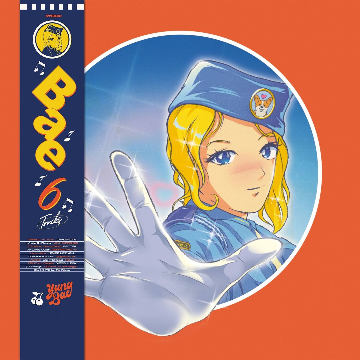 Sure, here is the corrected and grouped text from the image:

---

**STEREO**

**Bae**

**6 Tracks**

**Yung Bae**

---

**ARRIVALS**

- "Bae" - Yung Bae
- "6" - Yung Bae
- "Tracks" - Yung Bae
- "Champagne" - Yung Bae
- "You" - Yung Bae
- "On Planes" - Yung Bae
- "Better" - Yung Bae
- "Down" - Yung Bae
- "Don't" - Yung Bae
- "Lightning" - Yung Bae
- "Bae" - Yung Bae
- "Lightning" - Yung Bae
- "Bae" - Yung Bae
- "Lightning" - Yung Bae
- "Bae" - Yung Bae
- "Lightning" - Yung Bae
- "Bae" - Yung Bae
- "Lightning" - Yung Bae
- "Bae" - Yung Bae
- "Lightning" - Yung Bae
-