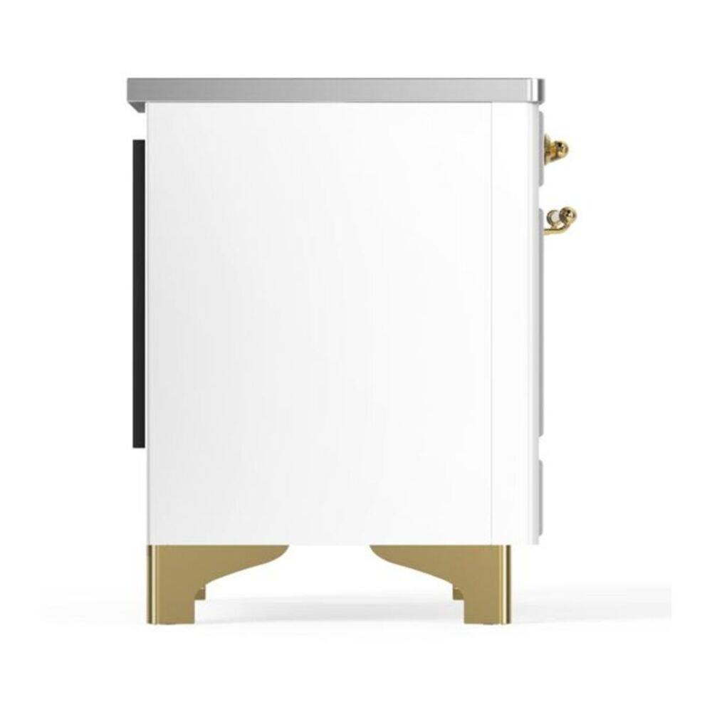 Alt View 5. ILVE - ILVE Majestic II Series  36 in. Induction Range with 5 Induction Elements (Brass Trim) - White.
