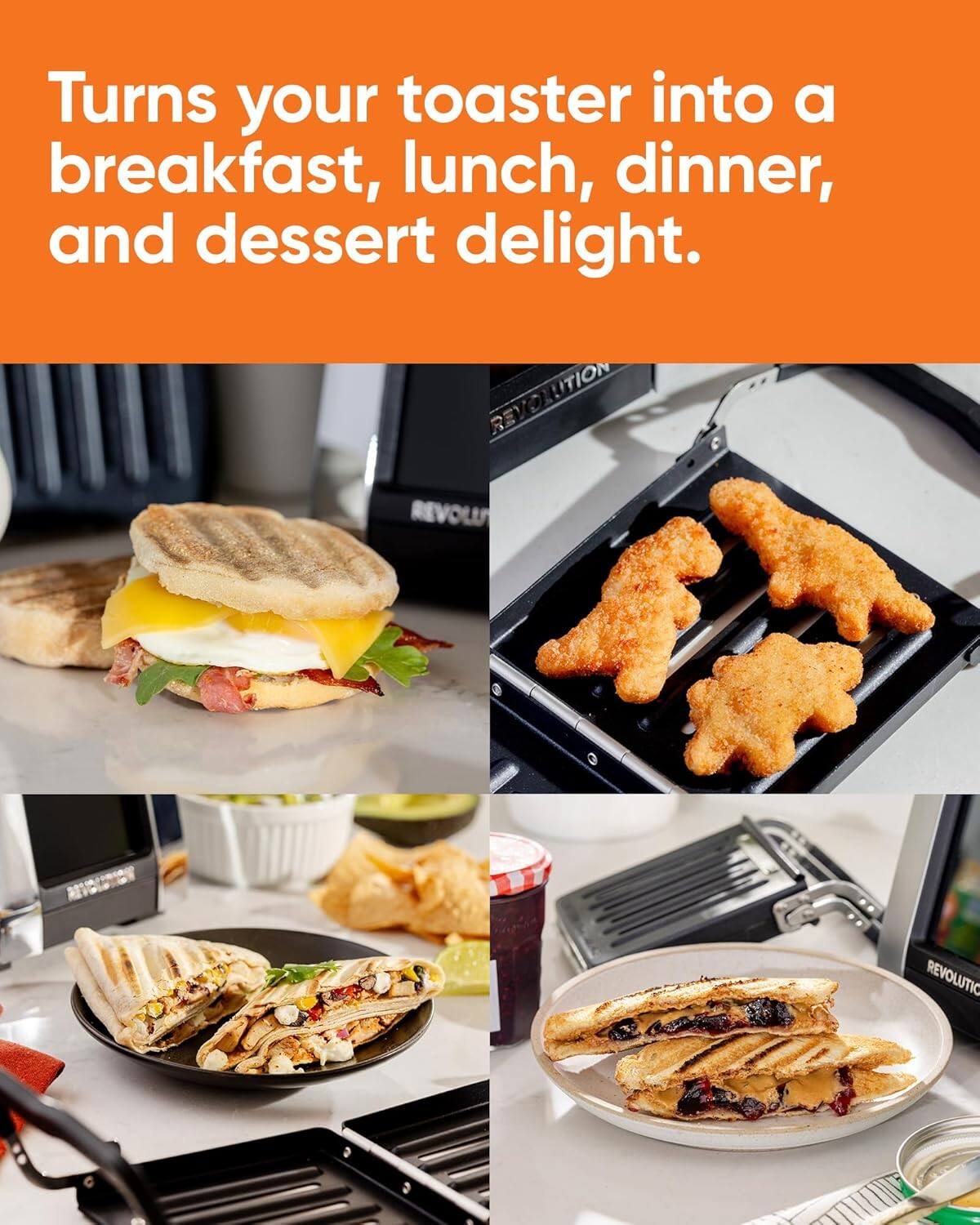 Turns your toaster into a breakfast, lunch, dinner, and dessert delight.