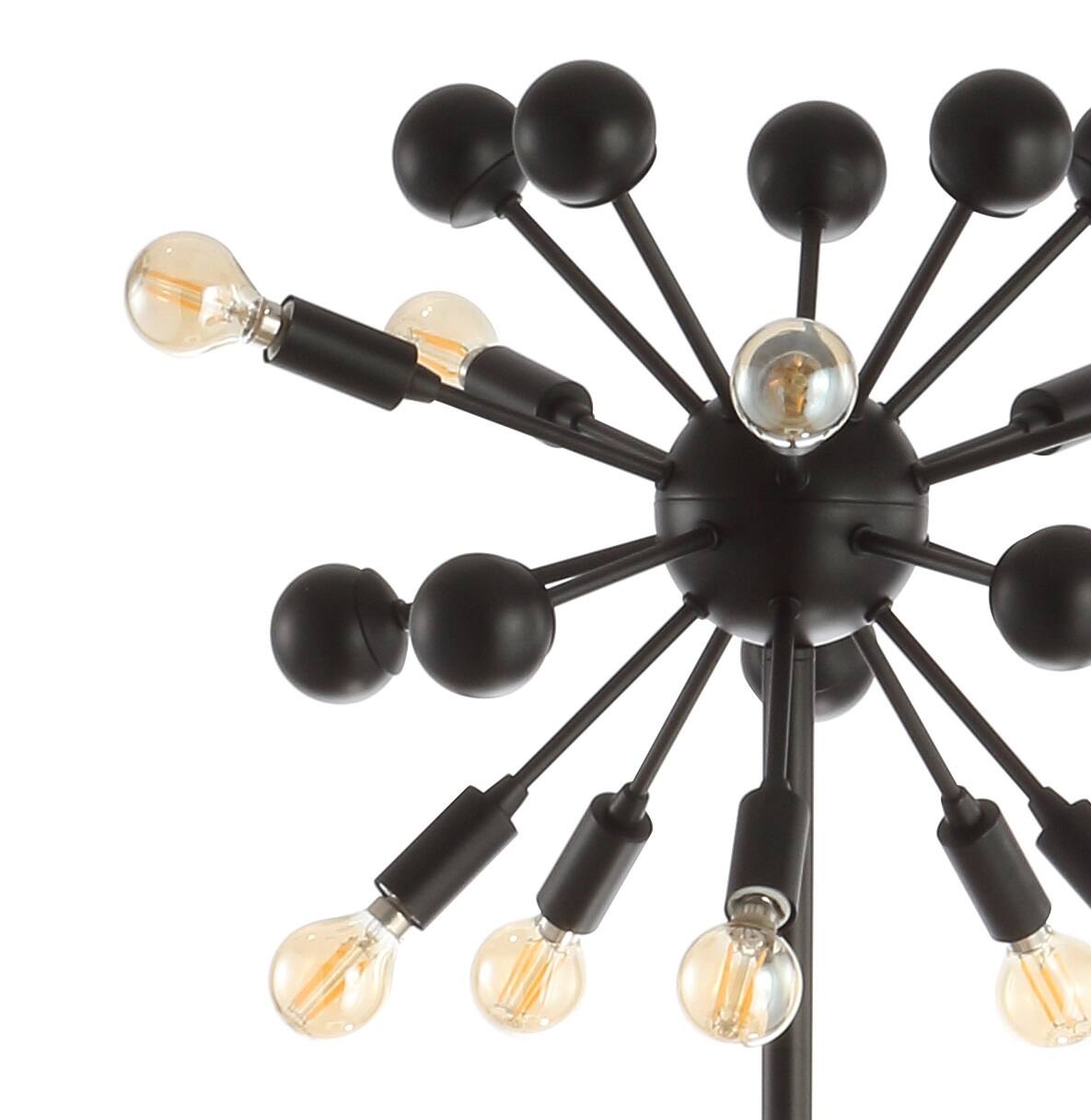 Alt View 4. Jonathan Y - Orbit 10-Light 63" Modern Sputnik Metal LED Floor Lamp, Black - Black.