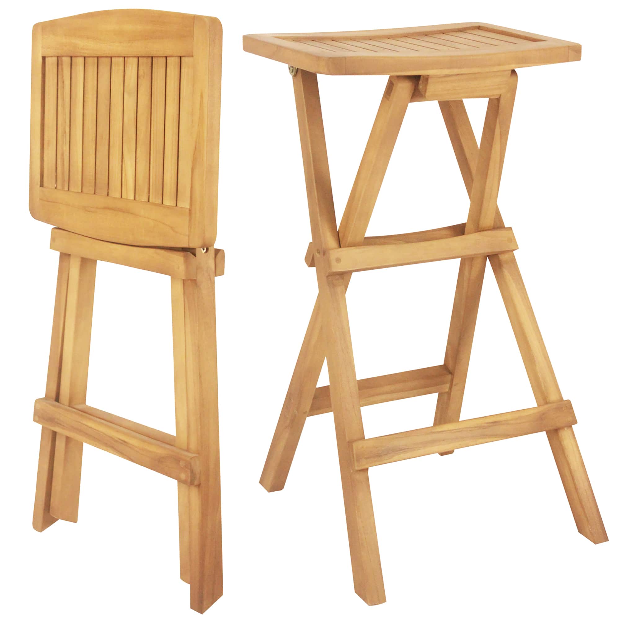 Gymax - Outdoor Bar Stools Set of 2 w/ Countered Seat & Footrest Patio Bistro Stools - Natural